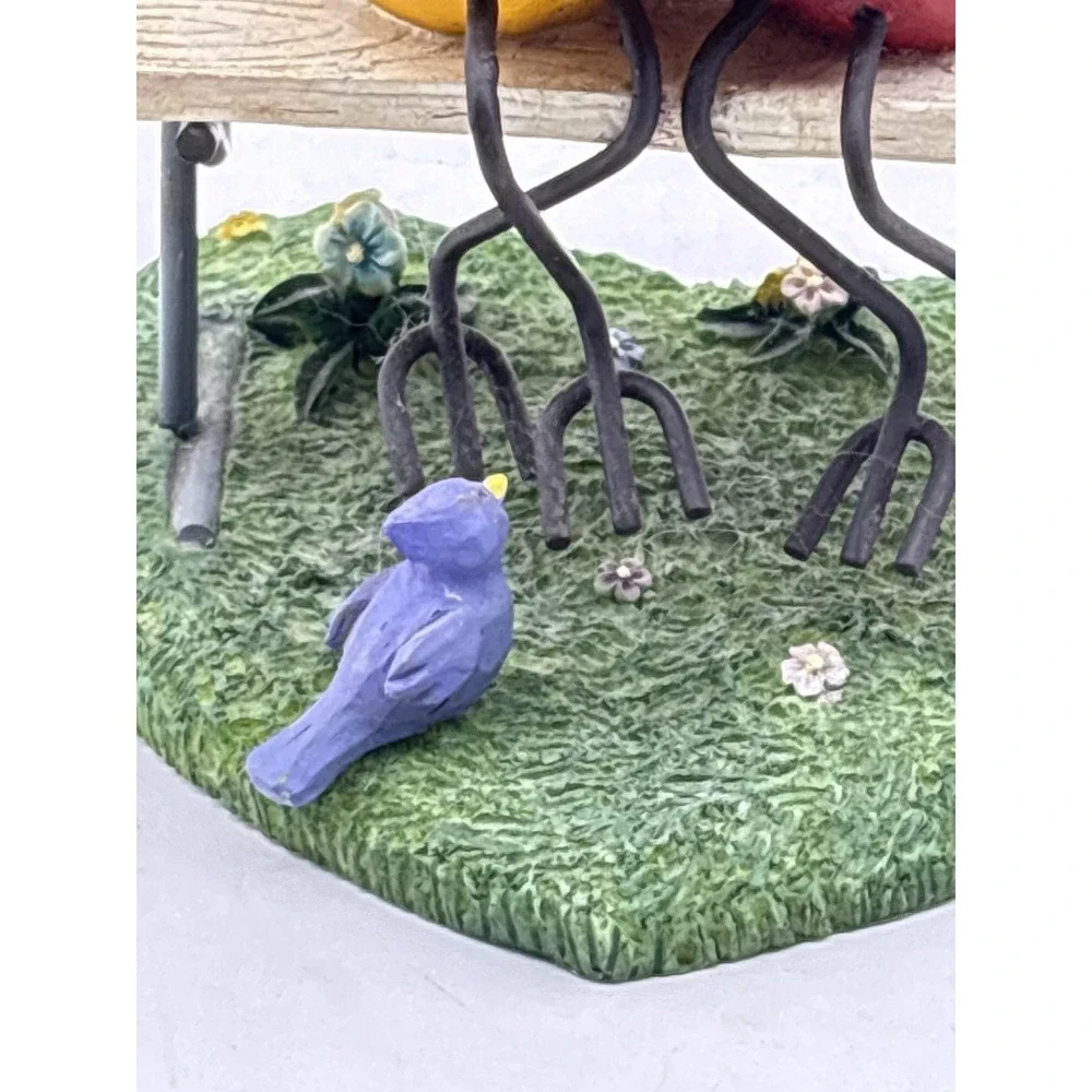 Russ Berrie Tweet Along With Me Resin Bird Bench Figurine Multicolor Decor